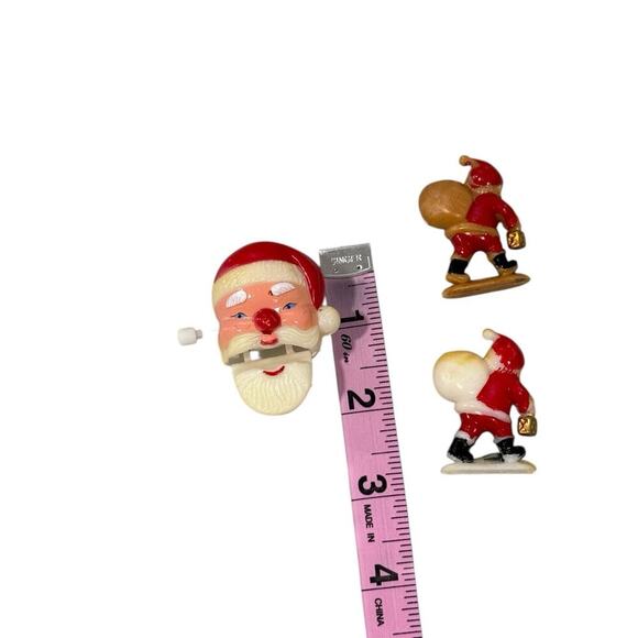 Vintage Christmas Santa Pocket Clip And Ornaments Lot Of 3 Plastic Celluloid - Picture 5 of 5